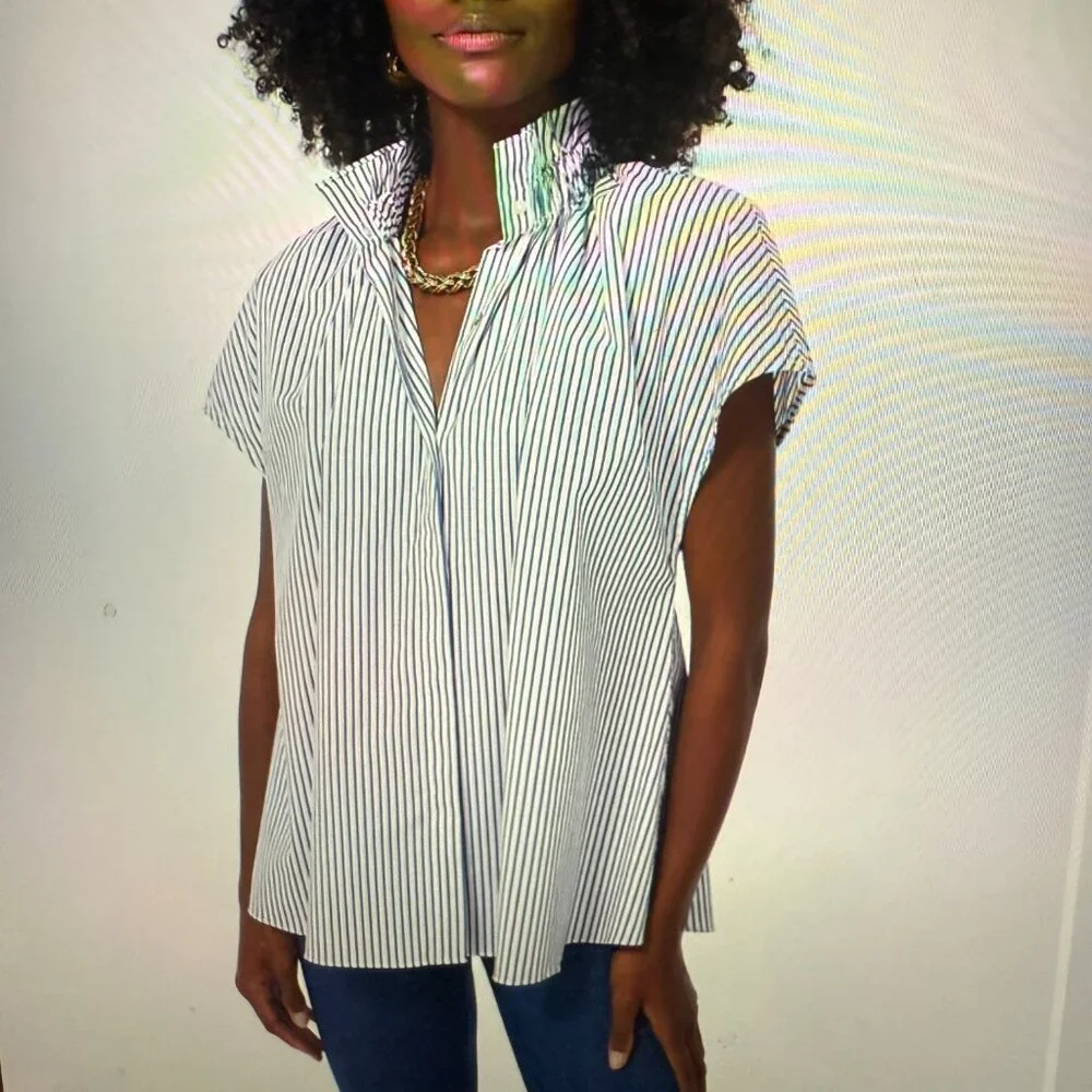 POMANDER PLUS BLUE STRIPE RAE BLOUSE ~ SIZE XXL - Picture 1 of 7